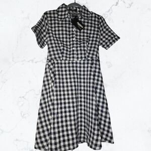 Zeagoo Black and White Gingham Midi Dress